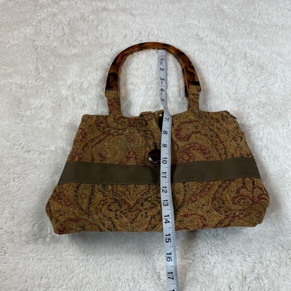Handmade tan tapestry and plastic handle shoulder or handbag purse - Picture 6 of 9